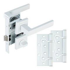 Комплект фурнитуры для двери Corsa Deco Clover с замком петлями и фиксатором квадратная розетка белый (990306)