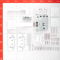 Комплект фурнитуры для двери Corsa Deco Clover с замком петлями и фиксатором квадратная розетка белый (990306) - фото 3