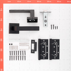 Комплект фурнитуры для двери Corsa Deco Clover с защелкой и петлями квадратная розетка черный (990307) - фото 3