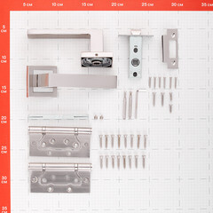 Комплект фурнитуры для двери Corsa Deco Clover с защелкой и петлями квадратная розетка матовый никель (990308) - фото 2
