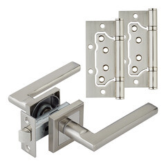 Комплект фурнитуры для двери Corsa Deco Primrose с защелкой и петлями квадратная розетка матовый никель (990310)