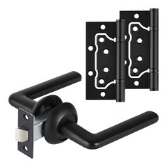 Комплект фурнитуры для двери Corsa Deco Lilium с защелкой и петлями круглая розетка черный (990311)