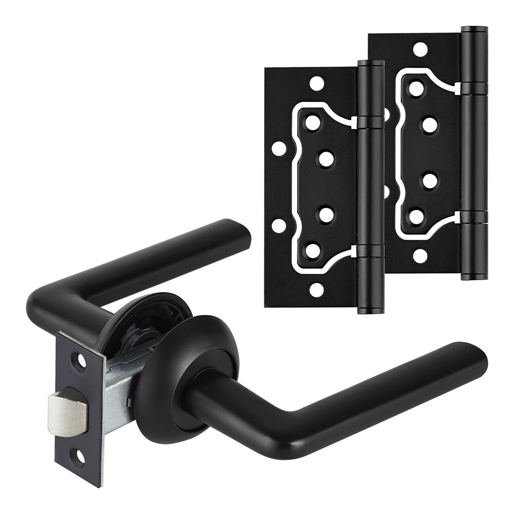 Изображение товара Комплект фурнитуры для двери Corsa Deco Lilium с защелкой и петлями круглая розетка черный (990311)