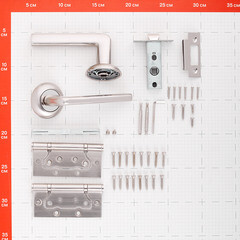 Комплект фурнитуры для двери Corsa Deco Lilium с защелкой и петлями круглая розетка матовый никель (990312) - фото 2