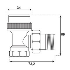 Клапан термостатический угловой СТМ 3/4 ВР(г) х 3/4 НР(ш) для радиатора (CARTVA34) - фото 2