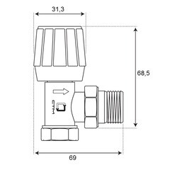 Клапан регулирующий угловой СТМ 3/4 ВР(г) х 3/4 НР(ш) для радиатора (CARAVH34) - фото 2