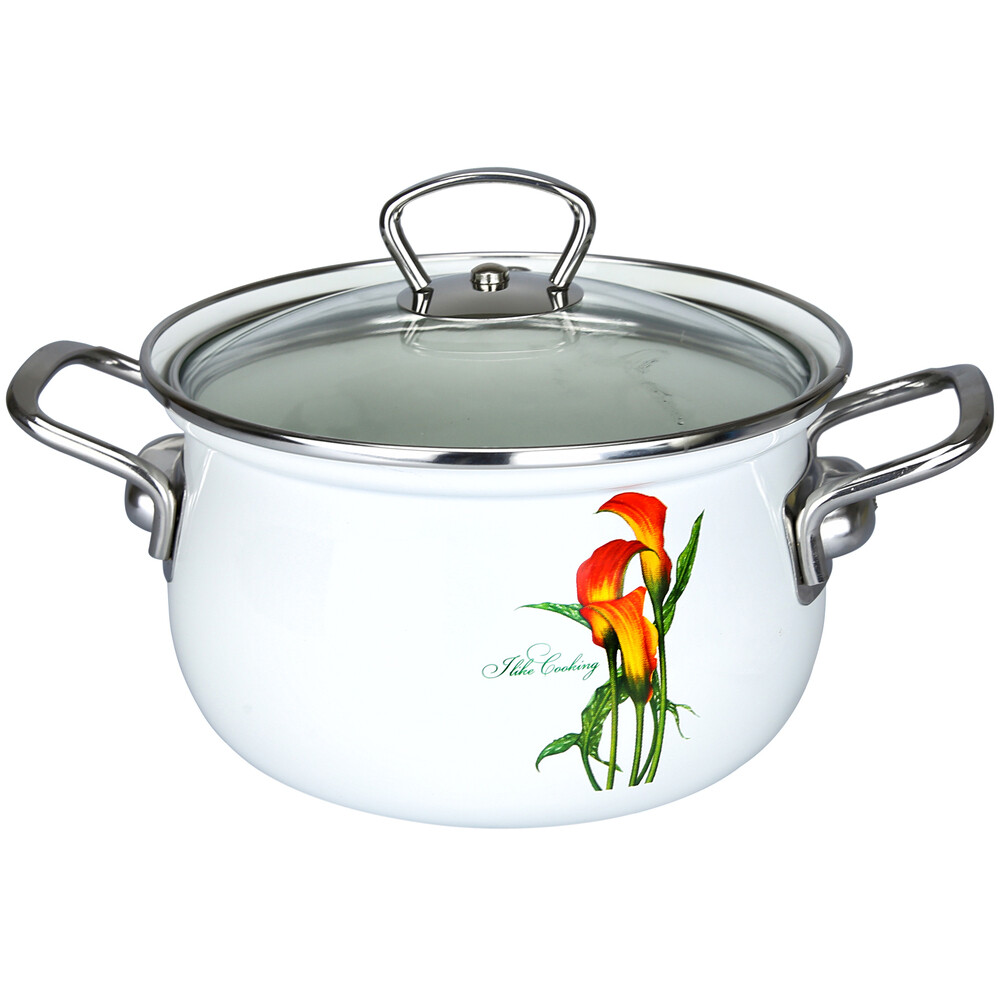 Кастрюля Магнитогорская эмаль Каллы 4 л эмалированная сталь (055040)