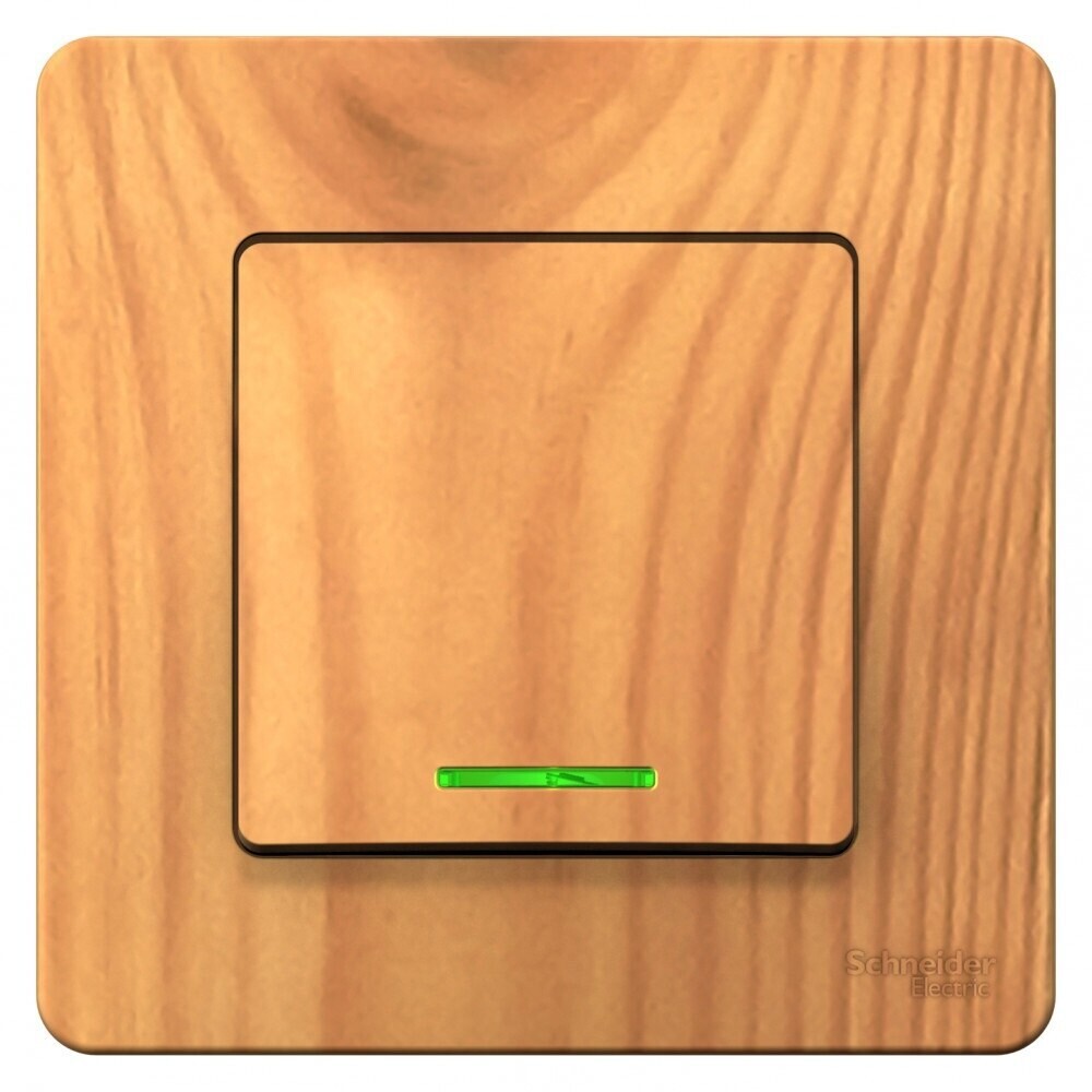 Изображение товара Выключатель Systeme Electric Blanca одноклавишный встраиваемый ясень с подсветкой