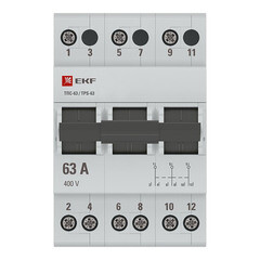 Трехпозиционный переключатель EKF PROxima ТПС-63 3Р 63А 4,5 кА 400 В на DIN-рейку (TPS363) - фото 1