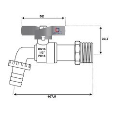 Кран шаровой латунный СТМ Стандарт 3/4 НР(ш) бабочка со штуцером угловой (CWBB0034) - фото 2