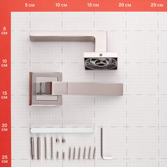 Ручка дверная Corsa Deco Clover квадратная розетка матовый никель/хром (990323) - фото 2