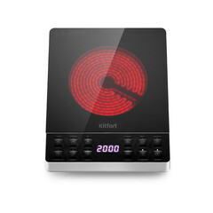 Плита инфракрасная Kitfort КТ-139 1 конфорка черная/серебристая - фото 1