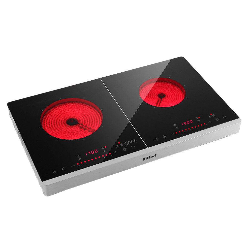 Плита инфракрасная Kitfort КТ-147 2 конфорки черная/серебристая