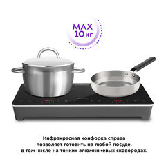 Плита индукционно-инфракрасная Kitfort КТ-164 2 конфорки черная/серебристая - фото 2