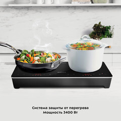 Плита индукционно-инфракрасная Kitfort КТ-164 2 конфорки черная/серебристая - фото 4