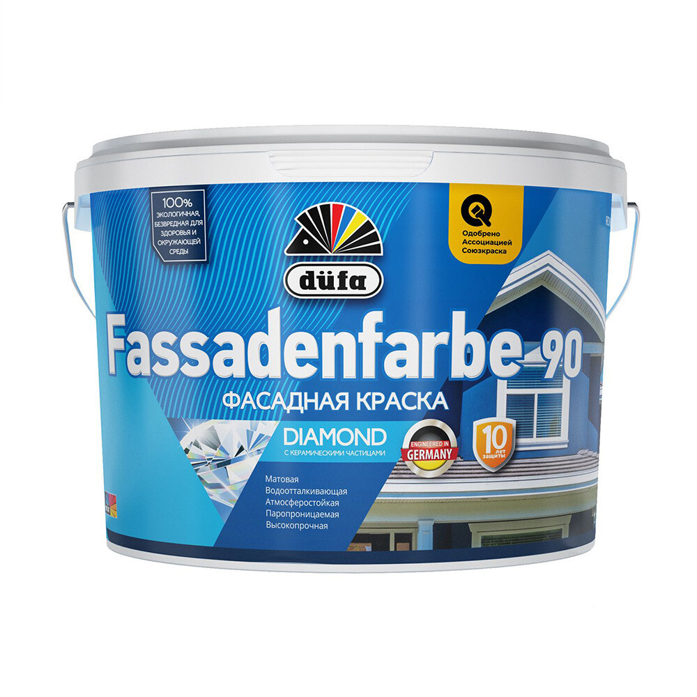 Изображение товара Фасадная акриловая краска Dufa Fassadenfarbe RD90, 9 л, белая, матовая, влагостойкая