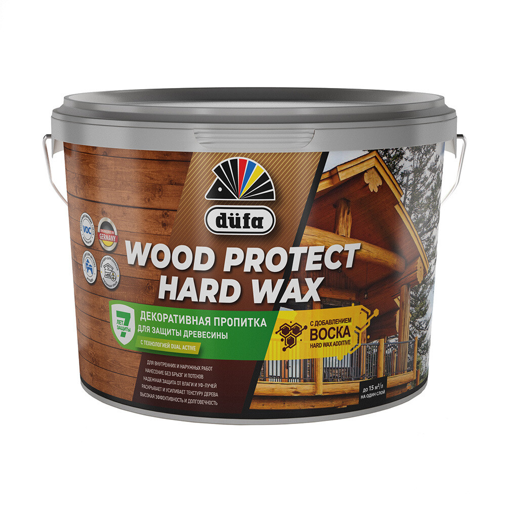 Изображение товара Декоративный антисептик Dufa Wood Protect Hard Wax белоснежный 2,5 л для дерева