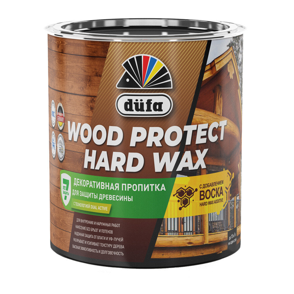Изображение товара Антисептик Dufa Wood Protect Hard Wax декоративный для дерева бесцветный 0,75 л