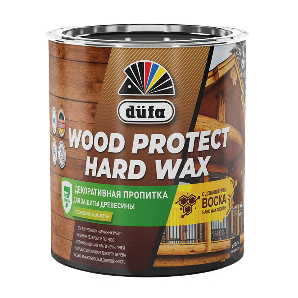 Изображение товара Антисептик Dufa Wood Protect Hard Wax декоративный для дерева ореховое дерево 0,75 л