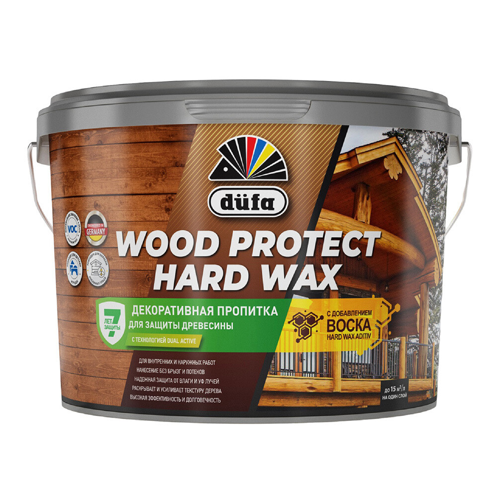Изображение товара Антисептик Dufa Wood Protect Hard Wax каштан 9 л для защиты и декора дерева
