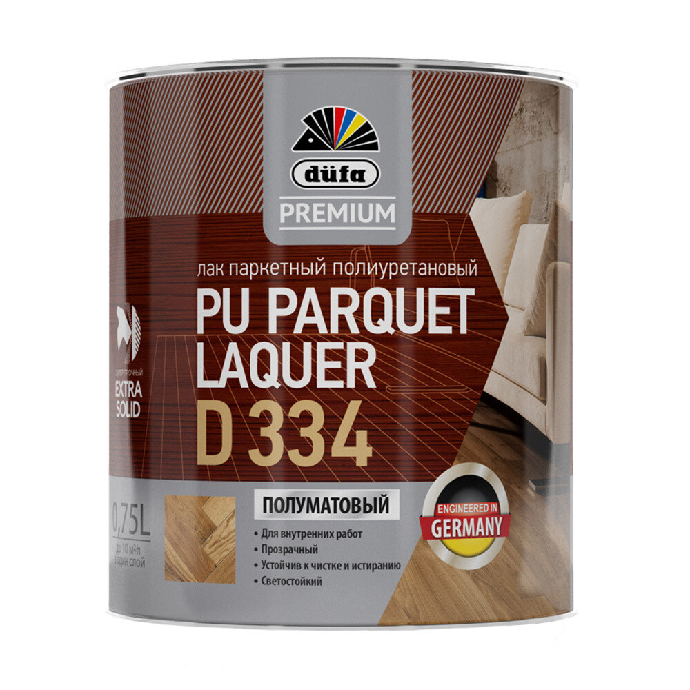 Изображение товара Полиуретановый лак Dufa Parquet Laquer D334 полуматовый бесцветный 0,75л