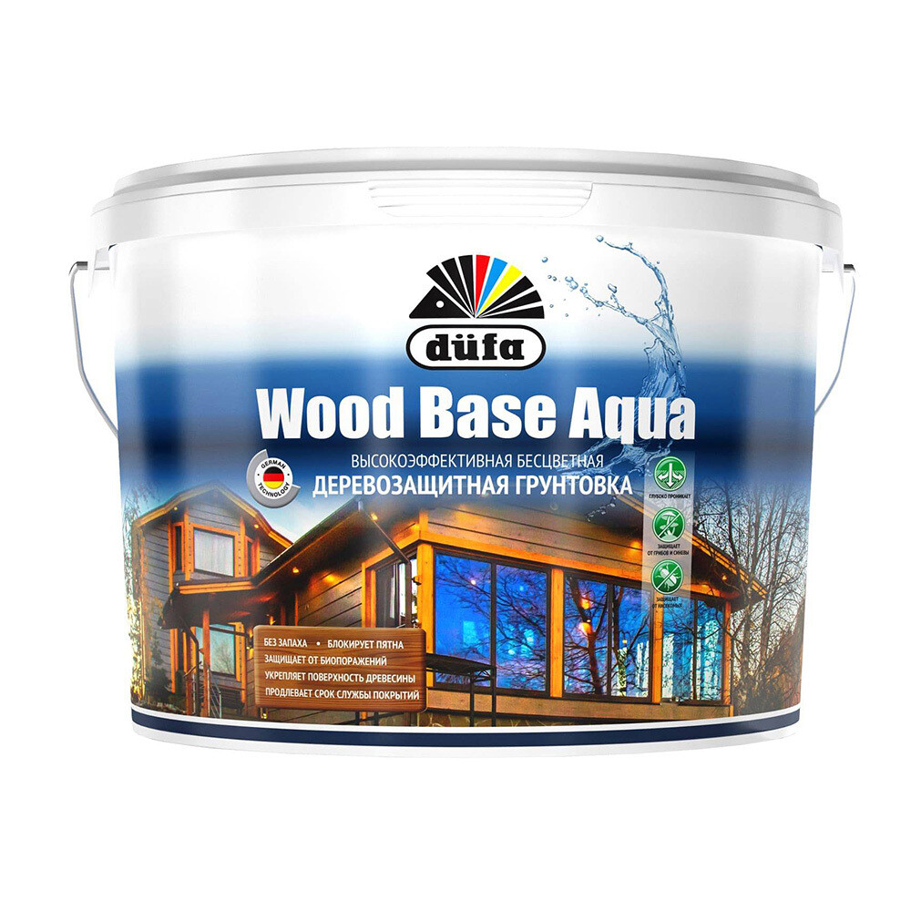 Изображение товара Антисептик Dufa Wood Base Aqua грунтовочный для дерева 9л бесцветный