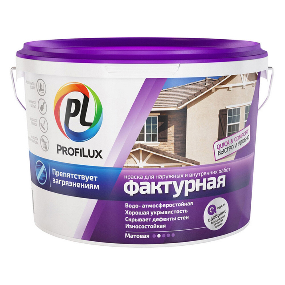 Изображение товара Акриловая фасадная краска Profilux белая 16 кг для наружных и внутренних работ