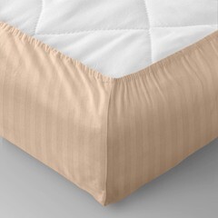 Простыня на резинке 160х200х30 см страйп-сатин бежевая Verossa Stripe - фото 4