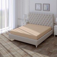 Простыня на резинке 160х200х30 см страйп-сатин бежевая Verossa Stripe - фото 2