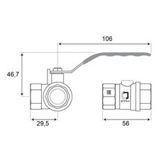 Кран шаровой латунный СТМ Стандарт 3/4 ВР(г) х 3/4 ВР(г) ручка трехходовой (CW3FT034) - фото 5