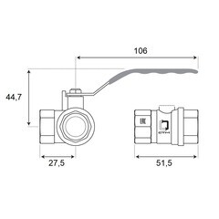 Кран шаровой латунный СТМ Стандарт 1/2 ВР(г) х 1/2 ВР(г) ручка трехходовой (CW3FT012) - фото 4