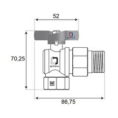 Кран шаровой латунный СТМ Стандарт 3/4 ВР(г) х 3/4 НР(ш) бабочка с накидной гайкой угловой (CWALM034) - фото 2