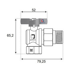 Кран шаровой латунный СТМ Стандарт 1/2 ВР(г) х 1/2 НР(ш) бабочка с накидной гайкой угловой (CWALM012) - фото 3