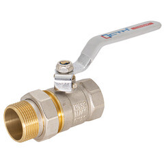 Кран шаровой латунный СТМ Стандарт 1 1/4 ВР(г) х 1 1/4 НР(ш) ручка с накидной гайкой прямой (CWAFM114) - фото 1