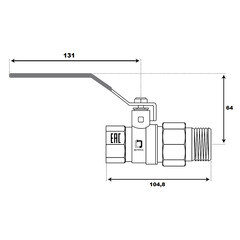 Кран шаровой латунный СТМ Стандарт 1 1/4 ВР(г) х 1 1/4 НР(ш) ручка с накидной гайкой прямой (CWAFM114) - фото 5