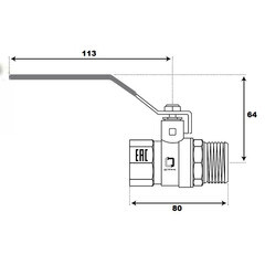 Кран шаровой латунный СТМ Стандарт 1 1/4 ВР(г) х 1 1/4 НР(ш) ручка прямой (CWFMH114) - фото 3