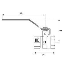 Кран шаровой латунный СТМ Стандарт 1 1/4 ВР(г) х 1 1/4 ВР(г) ручка прямой (CWFFH114) - фото 2