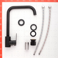 Смеситель для кухни Corsa Deco Everest черный с высоким изливом однорычажный (966376) - фото 2