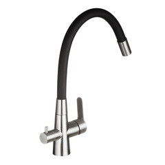 Смеситель для кухни Corsa Deco Pure нержавеющая сталь/черный с гибким изливом с подключением к фильтру однорычажный (966377) - фото 7