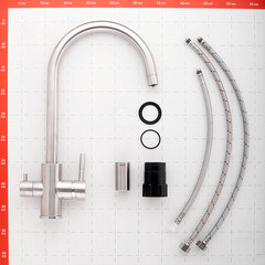 Смеситель для кухни Corsa Deco Pride нержавеющая сталь с высоким изливом с подключением к фильтру однорычажный (966379) - фото 3