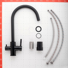 Смеситель для кухни Corsa Deco Pride черный с высоким изливом с подключением к фильтру однорычажный (966380) - фото 6