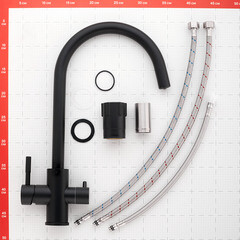 Смеситель для кухни Esko Kitchen черный с высоким изливом с подключением к фильтру однорычажный (K22 B) - фото 4