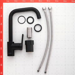 Смеситель для кухни Swedbe Diana черный с высоким изливом однорычажный (1041B) - фото 2