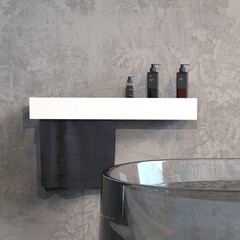 Полка для ванной Flow Skyline с полотенцедержателем 700х92х90 мм металл белая (Fl-sky-d70л-б) - фото 3