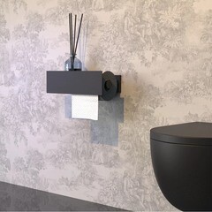 Держатель для туалетной бумаги Flow Skyline с полкой металл черный (Fl-sky-du26пр-ч) - фото 5