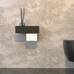 Держатель для туалетной бумаги Flow Skyline с полкой металл черный (Fl-sky-du26пр-ч) - фото 2