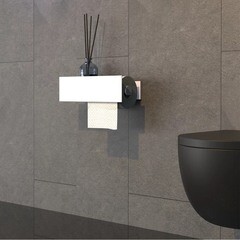 Держатель для туалетной бумаги Flow Skyline с полкой металл белый (Fl-sky-du26пр-б) - фото 5