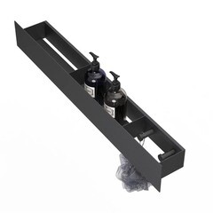 Полка для ванной Flow Skyline с крючками 700х92х90 мм металл черная (Fl-sky-pa70п-ч) - фото 2