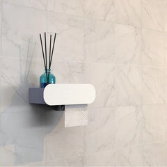 Держатель для туалетной бумаги Flow Round с полкой металл белый (Fl-ro-du26пр-б) - фото 5