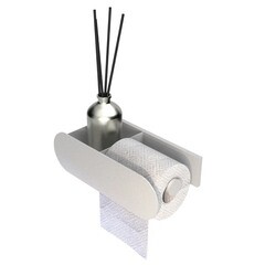 Держатель для туалетной бумаги Flow Round с полкой металл белый (Fl-ro-du26пр-б) - фото 3